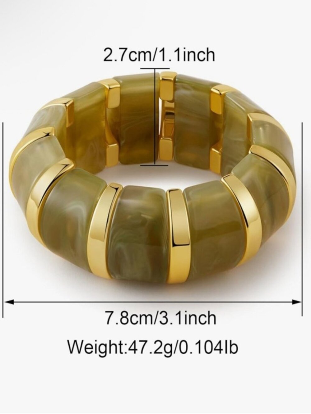 Chunky Emerald Glow Stack Bangle - Picture 6 of 6